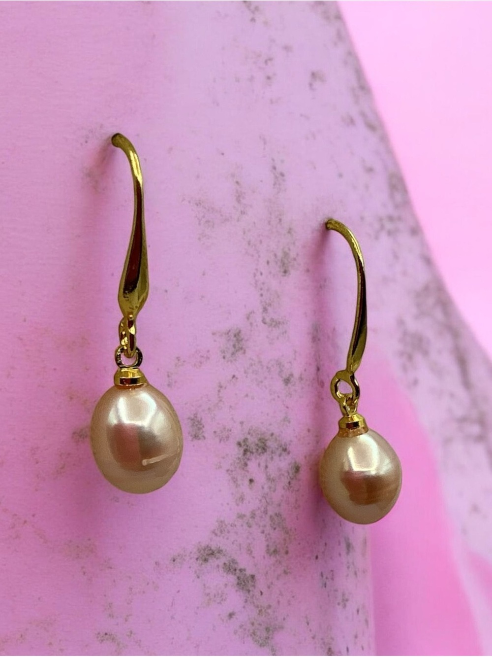 Gold Plated Pearl Drop Earrings - Elegant Women Jewelry